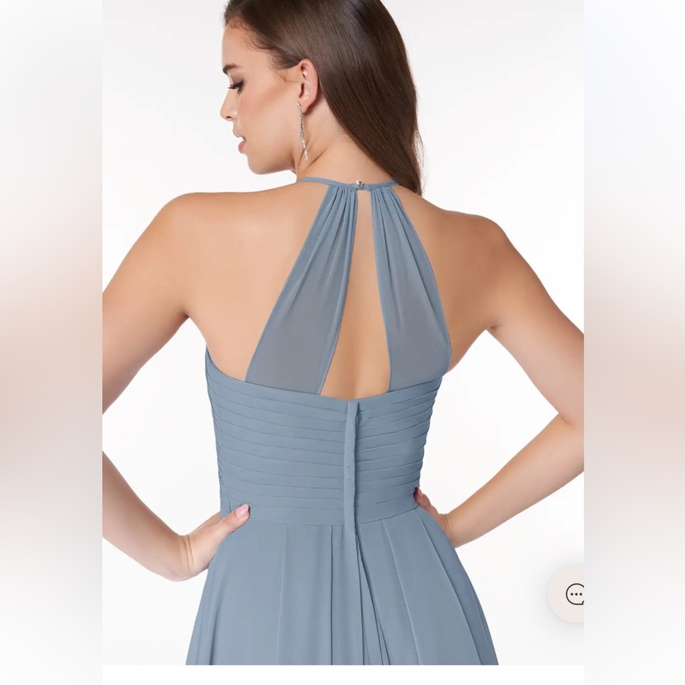 Azazie Blue Halter Maxi Dress - Picture 3 of 4